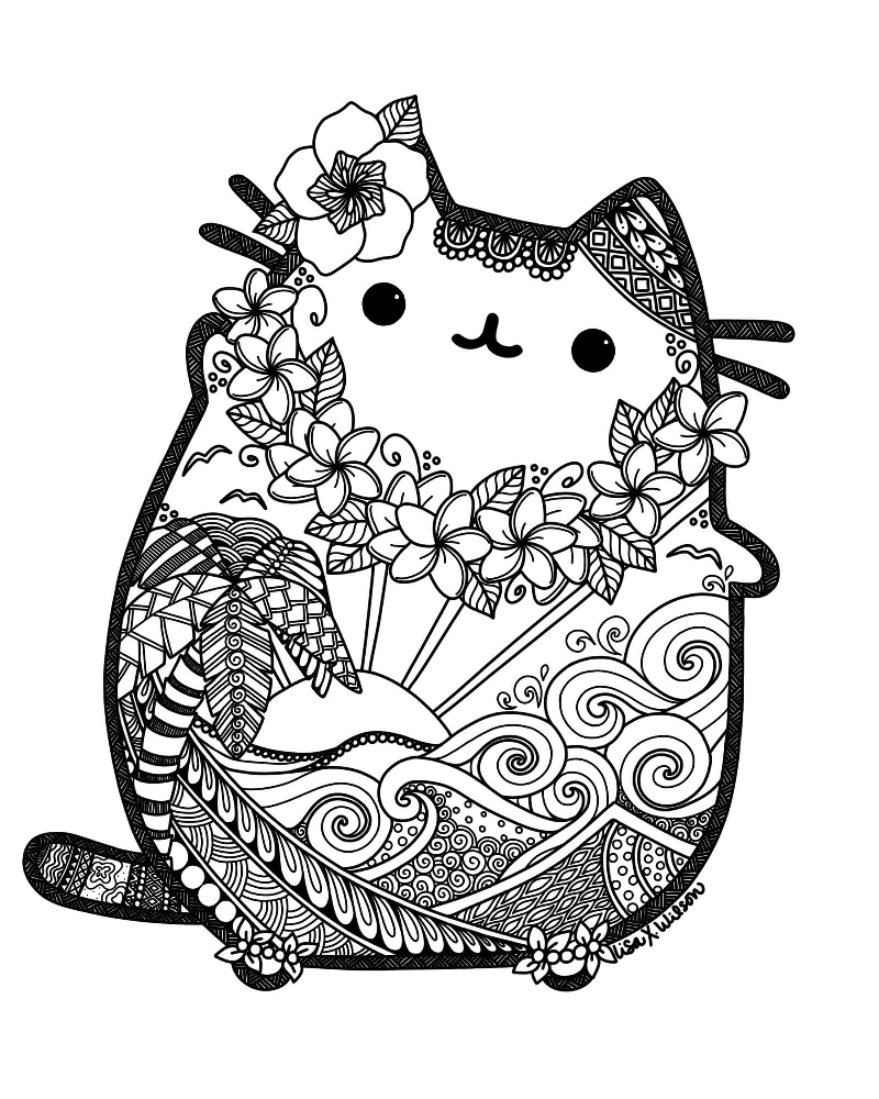 Dibujos para colorear Pusheen cat.