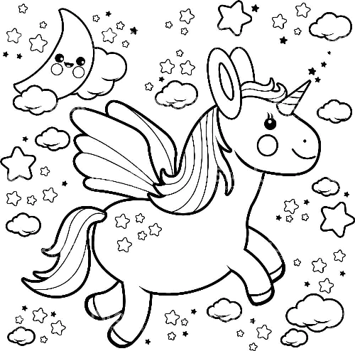 HD Unicorn Coloring Pages for Printing, 100 Images