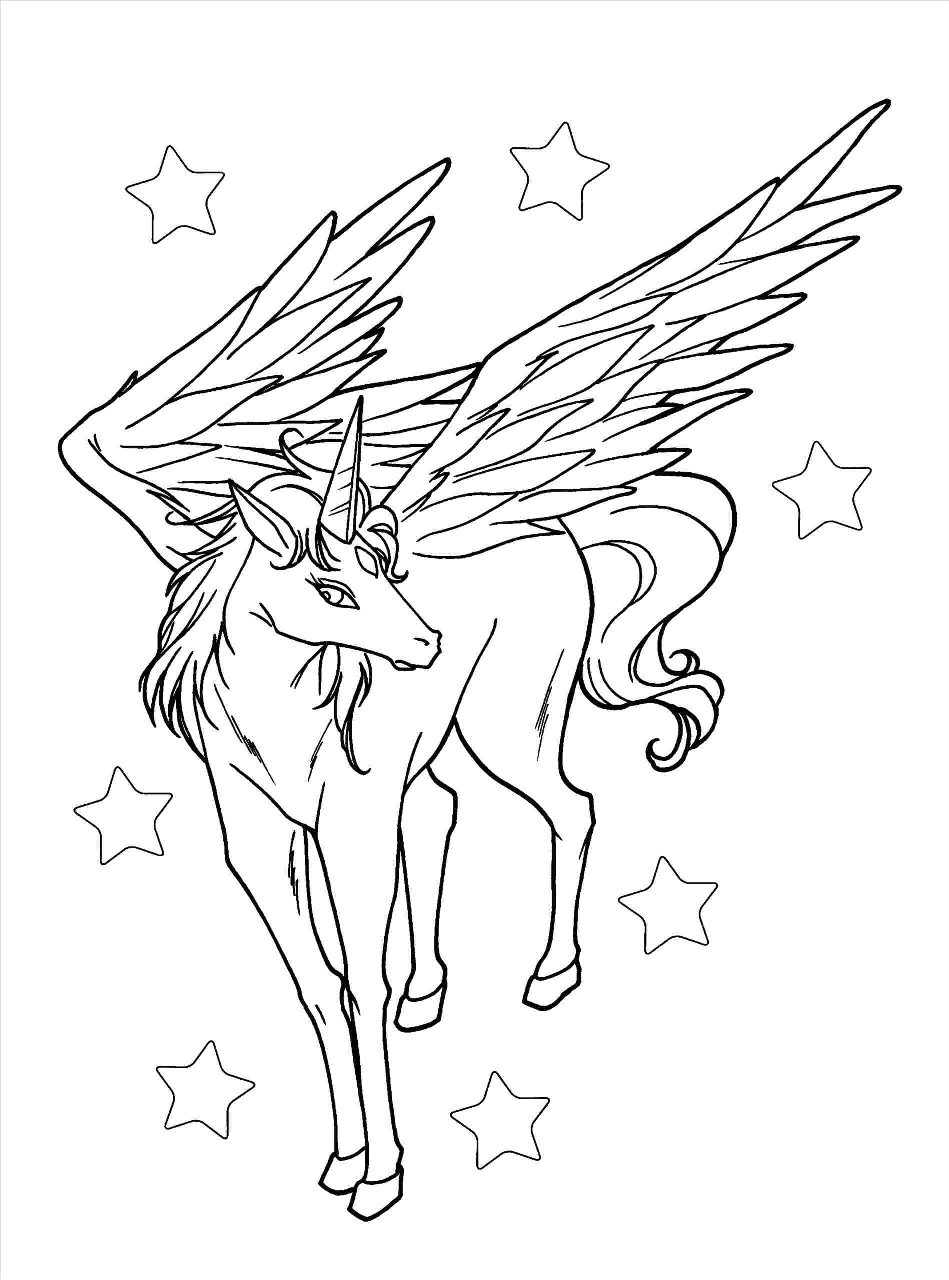 HD Unicorn Coloring Pages for Printing, 100 Images